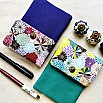 Kyoku Haku Dahlia Pink Cotton Flap Pen Pouch (Fourfold)