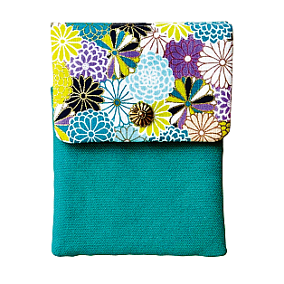 Kyoku Haku Dahlia Green Cotton Flap Pen Pouch (Fourfold)