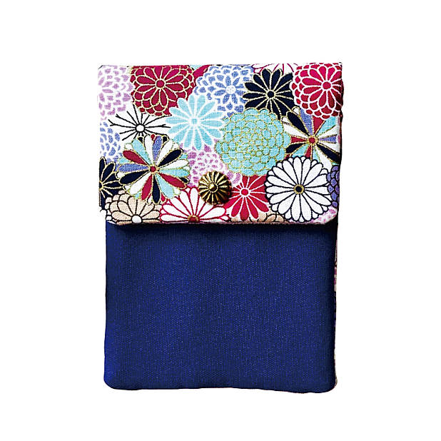 Kyoku Haku Dahlia Pink Cotton Flap Pen Pouch (Fourfold)