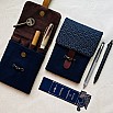 Kyoku Haku Seigaiha Dark Blue Cotton Flap Pen Pouch (Fourfold)