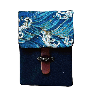 Kyoku Haku Wave Cotton Flap Pen Pouch (Fourfold)
