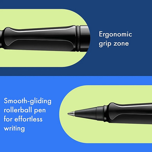 Lamy Safari Steel Black Ink Cartridge Rollerball