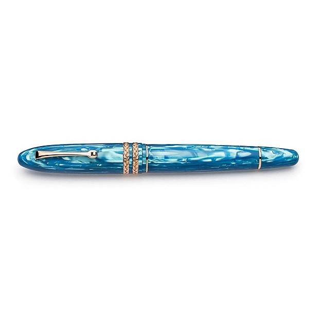 Leonardo Cigar LeonArco Mediterranean Clear Blue Authentic Celluloid RGT Caneta de Tinta Permanente