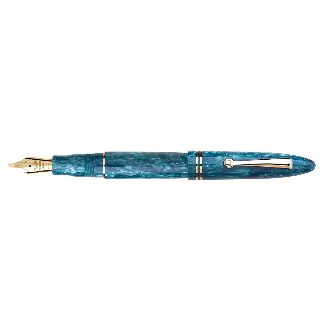 Medium Steel Nib NEW Emerald Blue Leonardo Furore Fountain Pen Gold Trim 