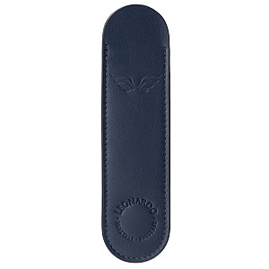 Leonardo Italian Leather Pen Sleeve Blue Pen Pouch (Single)