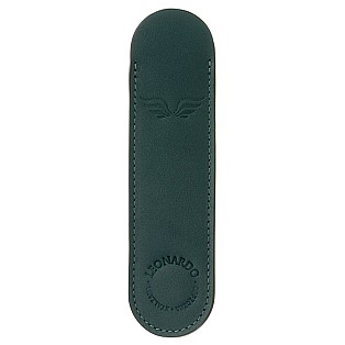 Leonardo Italian Leather Pen Sleeve Green Pen Pouch (Single)