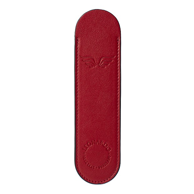 Leonardo Italian Leather Pen Sleeve Red Pen Pouch (Single)