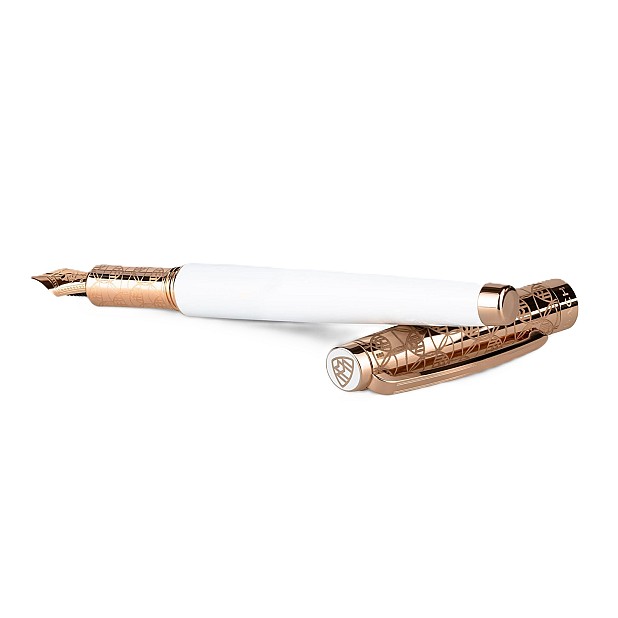Maybach The Peak II Sterling Silver White Lacquer & Rose Gold Fountain Pen