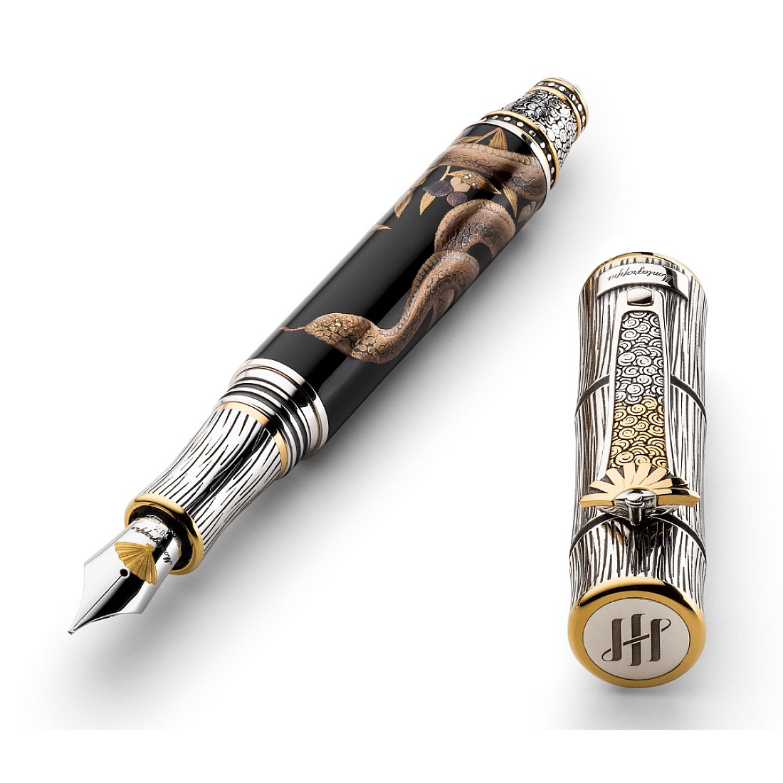 Montegrappa Plus Zohiko Kitcho Collection Snake Sterling Silver Fountain Pen