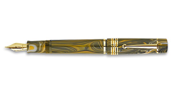 Stylo Plume Delta Doue' Steel And Yellow - Plume M (Moyenne) - Neuf Italie
