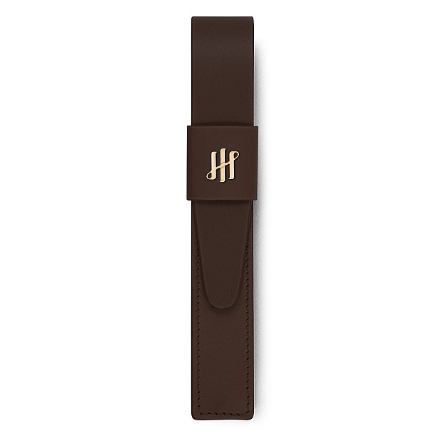 Montegrappa Pen Pouch Series Dark Brown GT Leather Pochette à Stylo (Unique)