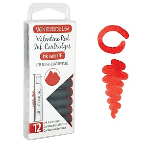 Monteverde USA Ink Valentine Red - Ink Cartrdiges (12 pieces)