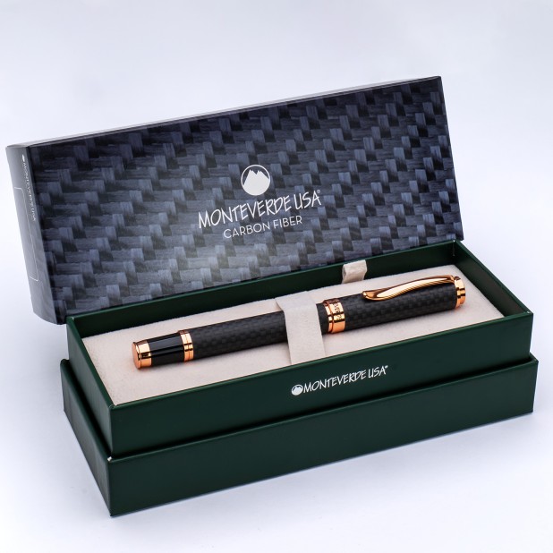 Monteverde Innova Matte Carbon Fiber Rose Gold Caneta de Tinta Permanente