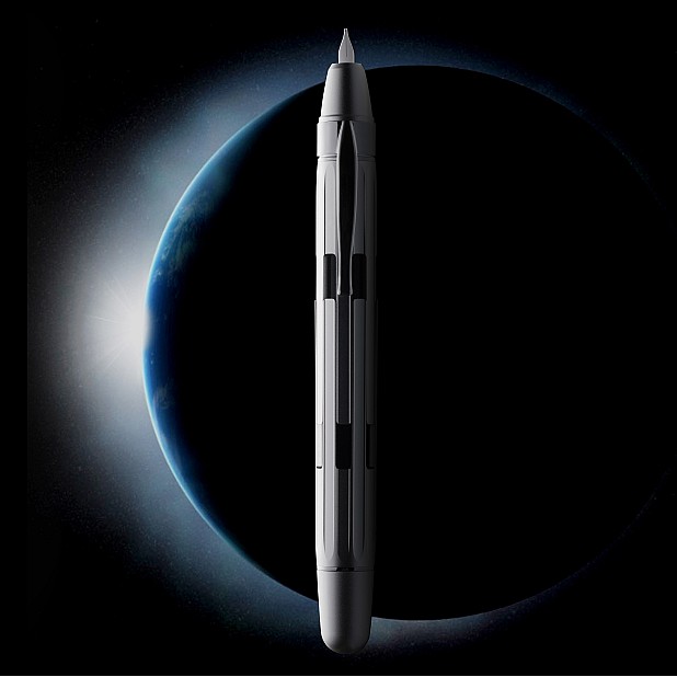 Nahvalur Eclipse Pure Silver Retractable Fountain Pen
