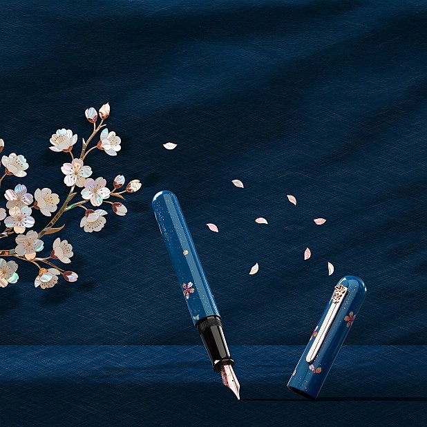 Ikkaku by Nahvalur Urushi Cherry Blossom SE Caneta de tinta permanente