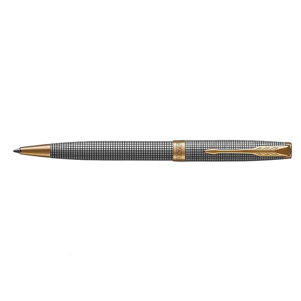 Parker Sonnet Prestige Silver Retractable Ballpoint Pen With Ciselé Pattern & GT 