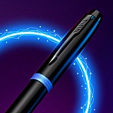 Parker IM Vibrant Rings Black with Blue Rollerball