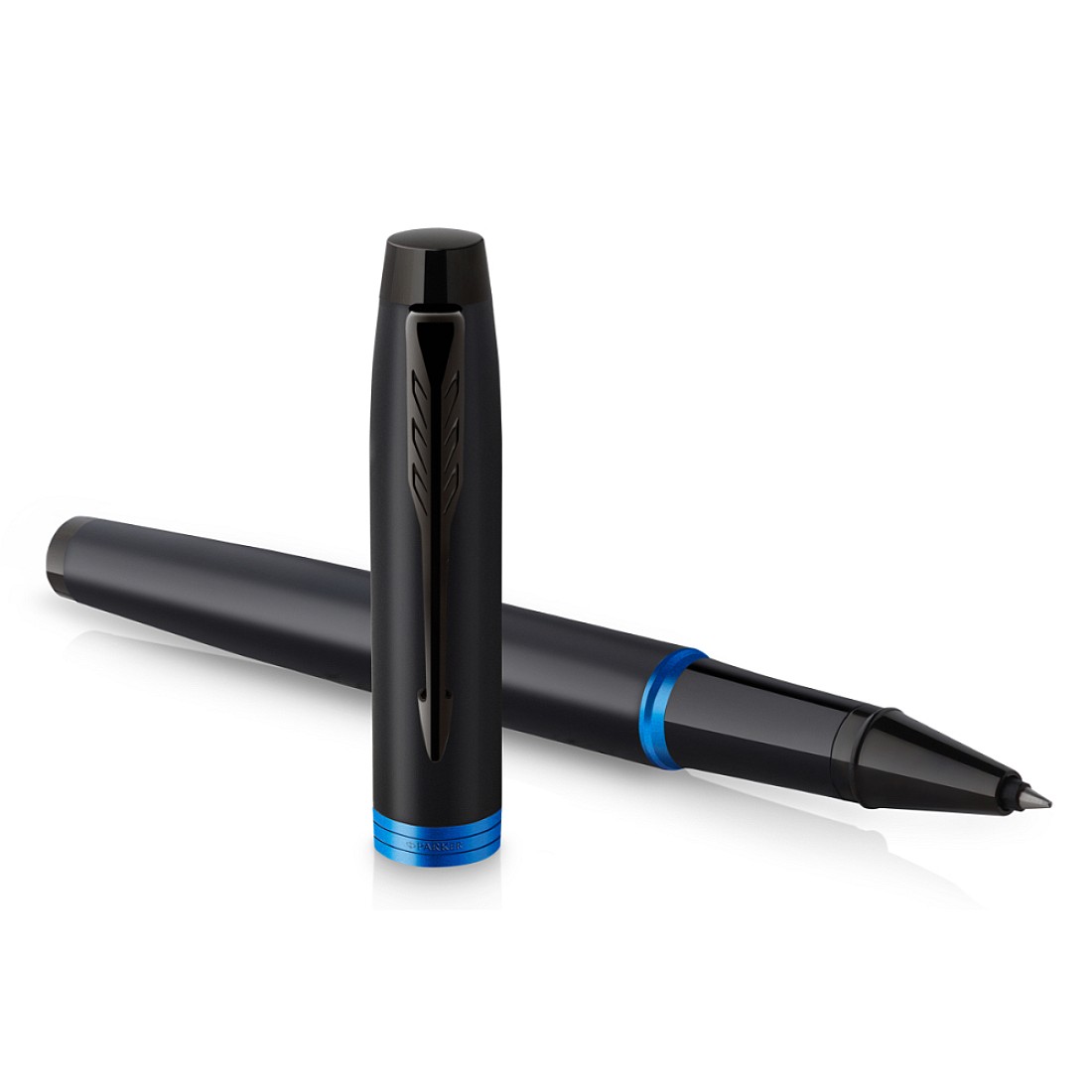 Parker IM Vibrant Rings Black with Blue Rollerball