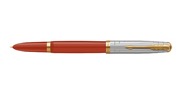 thumbnail image 2 of Parker 51 Modern Heritage Fountain Pen - Rage Red GT With Gold Trim Fine Nib 2 of 14
