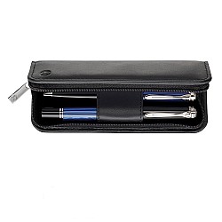 Pelikan Black Nappa Zipped Pen Pouch (Double)