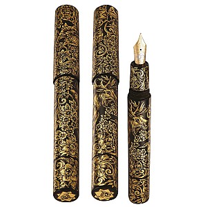 Phoenix Lacquer Art Ornaments Golden Moose & Flowers Fountain pen