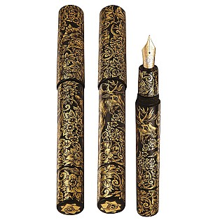Phoenix Lacquer Art Ornaments Golden Moose & Flowers Fountain pen