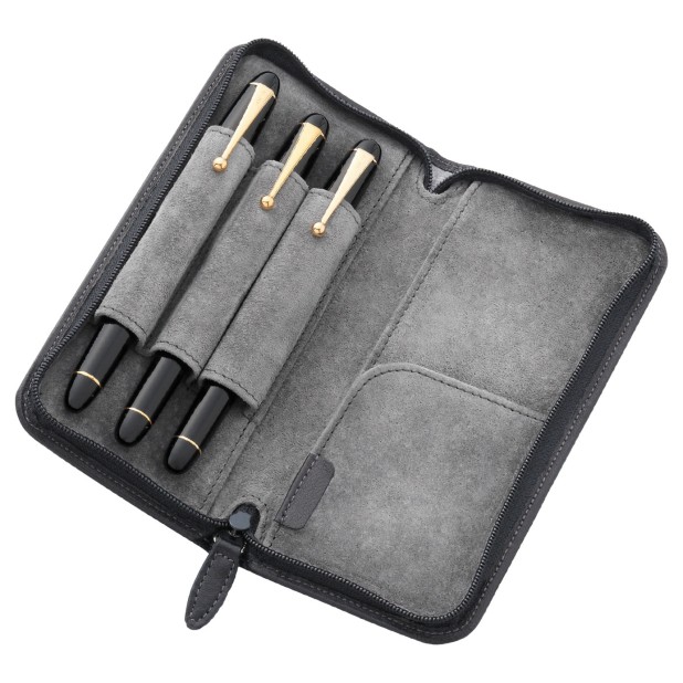 Pilot Pensemble Leather Zipper Pen Case Brown (Triple)