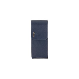 Pineider Leather Blue Pen Pouch Triple