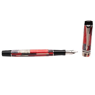 Parker Duofold Mosaic Red International Fountain Pen Pre-Owned