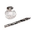 Sheaffer Nostalgia Silver Fountain Pen and Crystal Inktwell Pre-owned