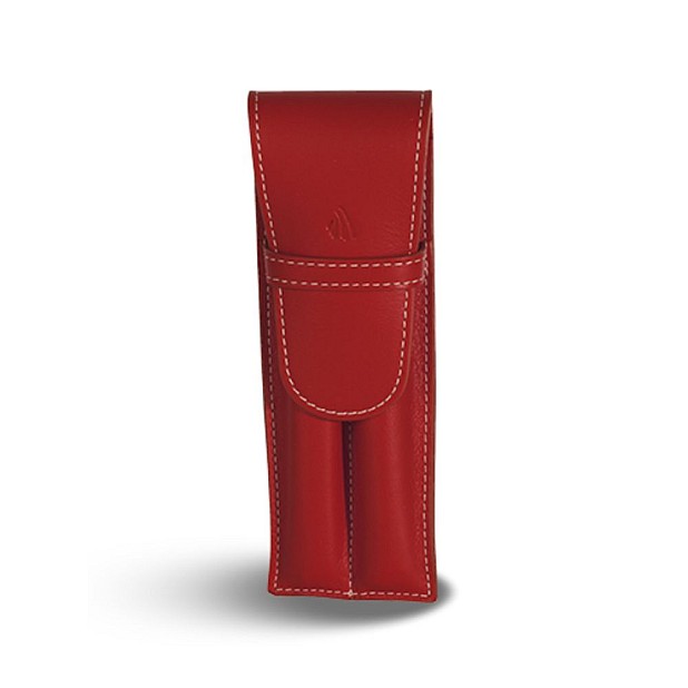 Récife Riviera Large Soft Red Flap Pen Case (Double)