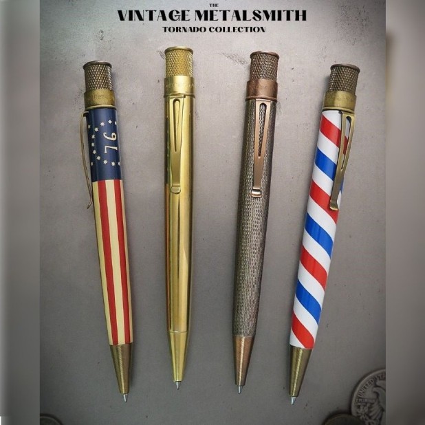 Retro 51 Tornado Vintage Metalsmith Bennington Flag Rollerball / Kugelschreiber
