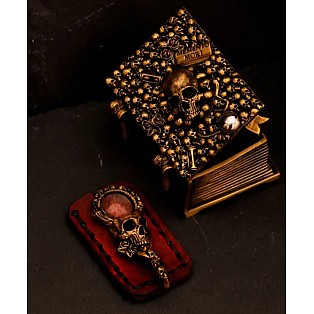 Sepia Writing Accessories Vanitas Boîte à plumes en laiton avec loupe miniature