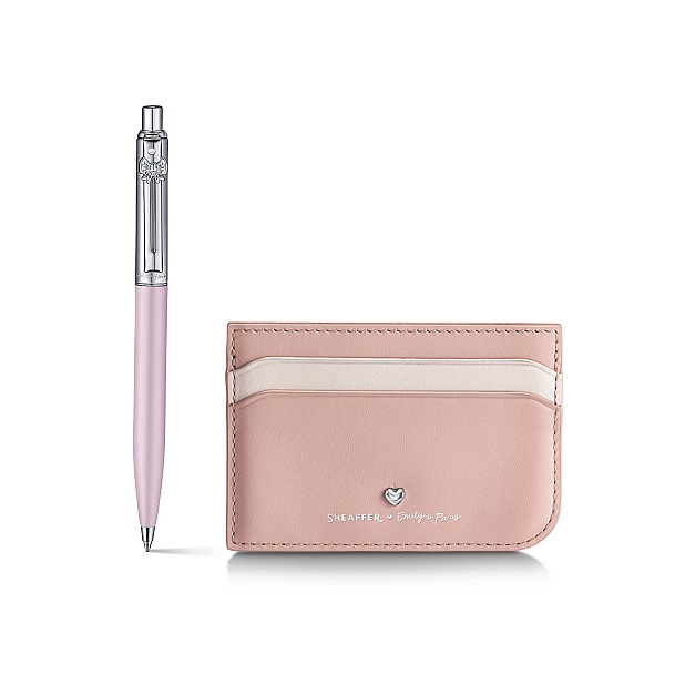 Sheaffer Sentinel Emily in Paris Matte Pink Bow ST Ballpoint and Credit Card Holder Set