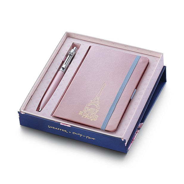 Sheaffer Sentinel Emily in Paris Matte Pink Bow ST Ballpoint and Notebook Set