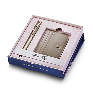 Sheaffer 100 Emily in Paris Champagne Gold GT Kugelschreiber and Credit Card Holder Set