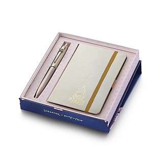 Sheaffer 100 Emily in Paris Champagne Gold GT Pióro kulkowe and Notebook Set
