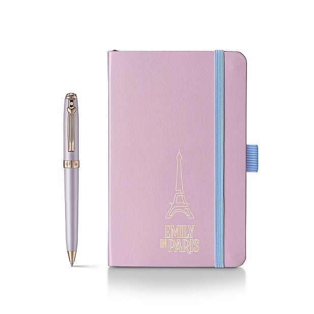 Sheaffer Prelude Mini Emily in Paris Pastel Pink and Swarovski Crystal RGT Bolígrafo and Notebook Set