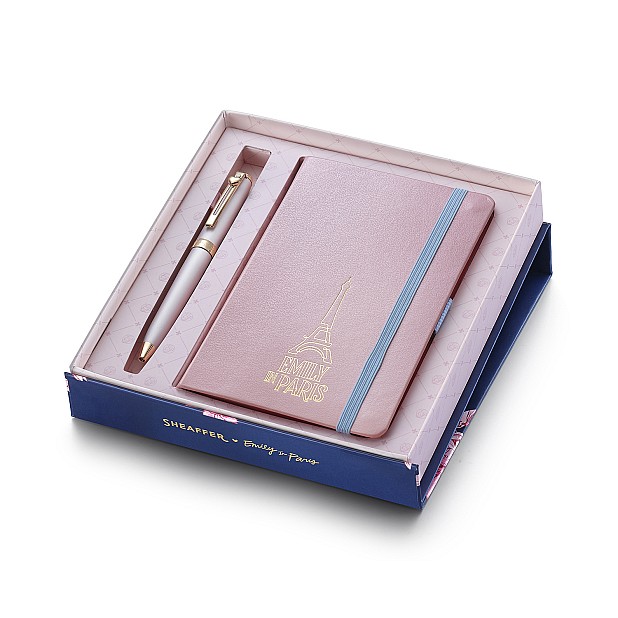 Sheaffer Prelude Mini Emily in Paris Pastel Pink and Swarovski Crystal RGT Bolígrafo and Notebook Set