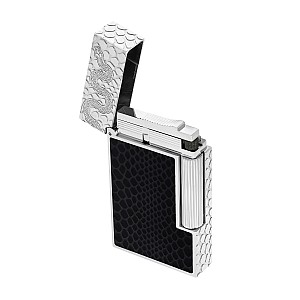 S.T. Dupont Ligne 2 Cling Snake Lacquered Black Silver Lighter