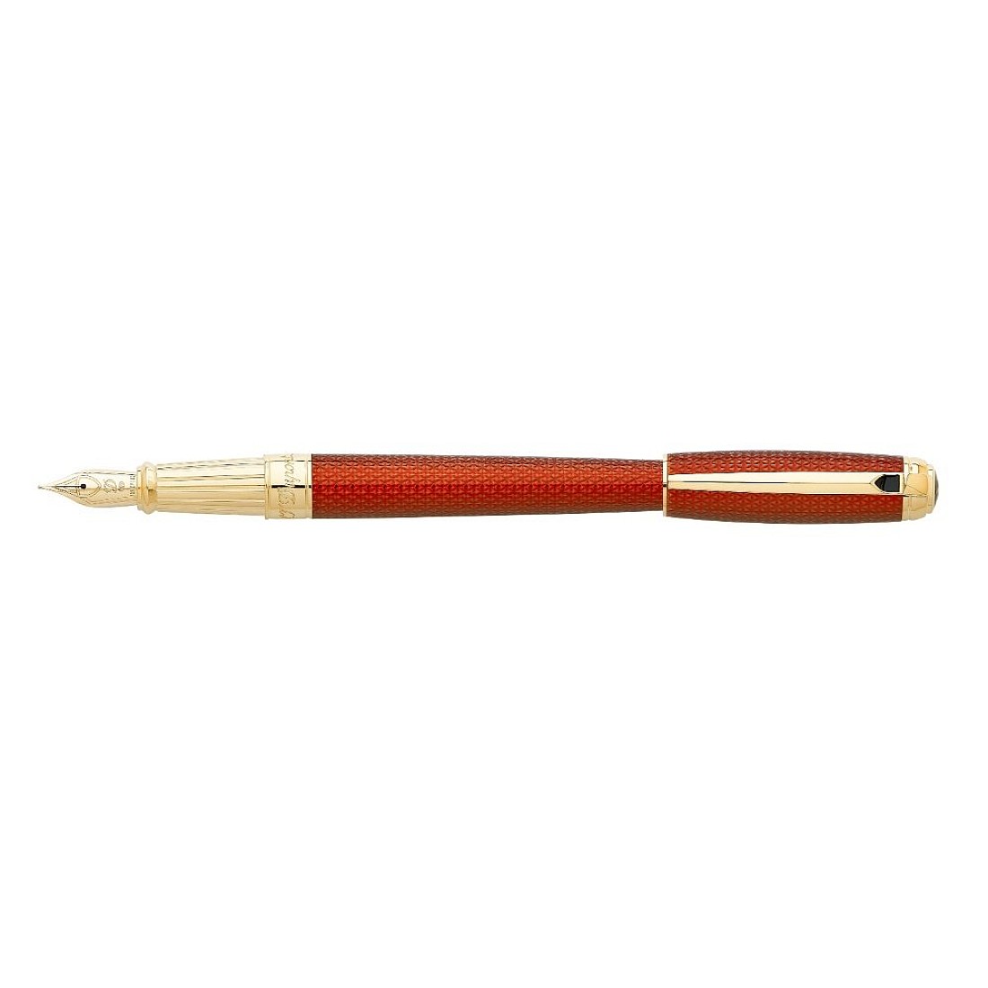 S.T. Dupont Line D Large Firehead Guilloche Amber Fountain pen
