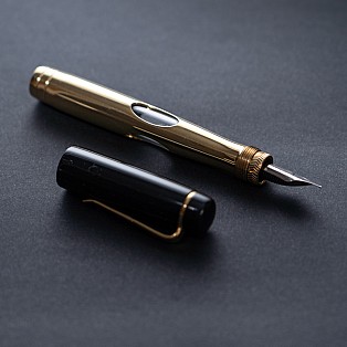 Ulpia 117 Ebonite Black and Brass Mira GT Stylo Plume