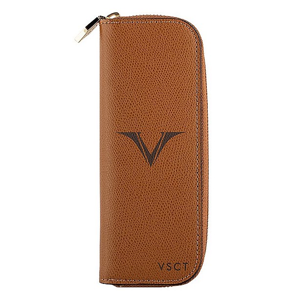 Visconti VSCT 2 Pen Leather Pen Case Cognac