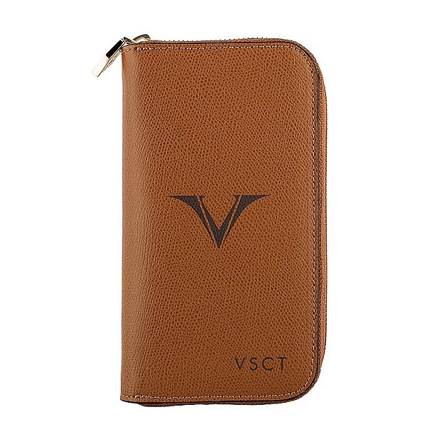 Visconti VSCT 3 Pen Leather Pen Case Cognac