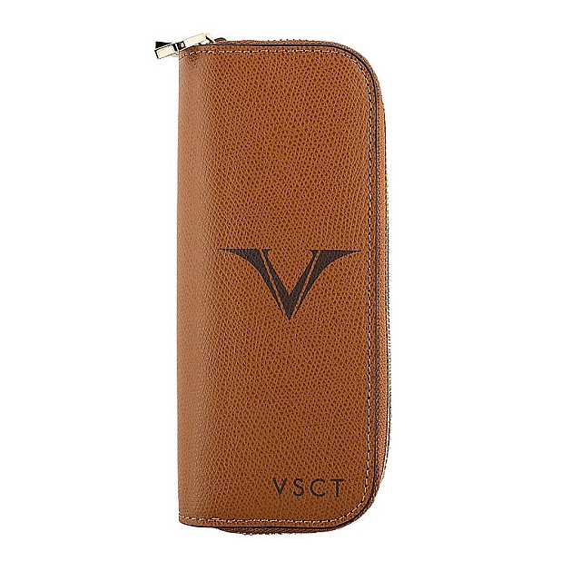Visconti VSCT 4 Pen Leather Pen Case Cognac