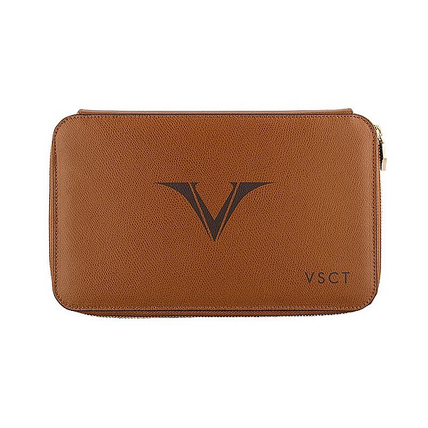Visconti VSCT 12 Pen Leather Pen Case Cognac