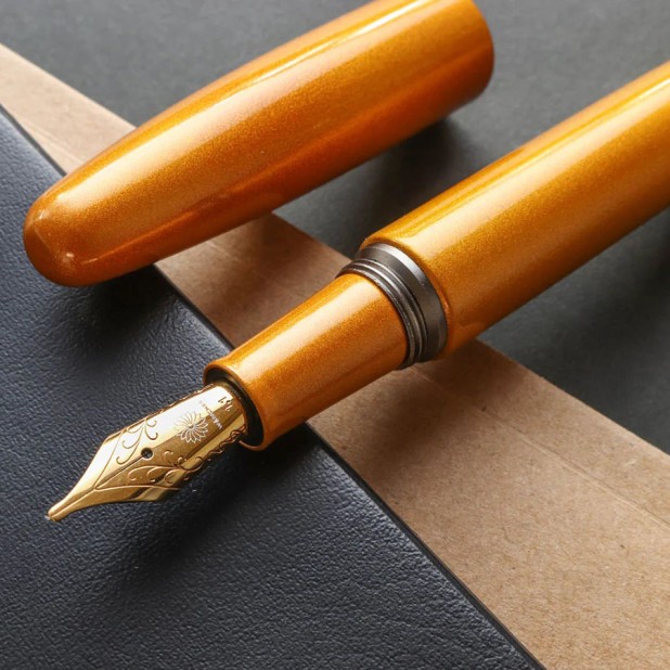Wancher Dream Pen Aizu Urushi Metallic Nashiji Caneta de Tinta Permanente