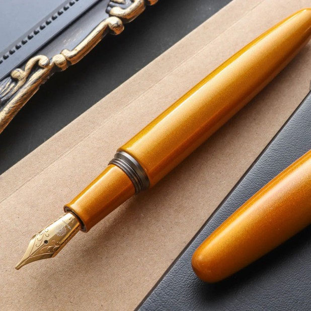 Wancher Dream Pen Aizu Urushi Metallic Nashiji Caneta de Tinta Permanente