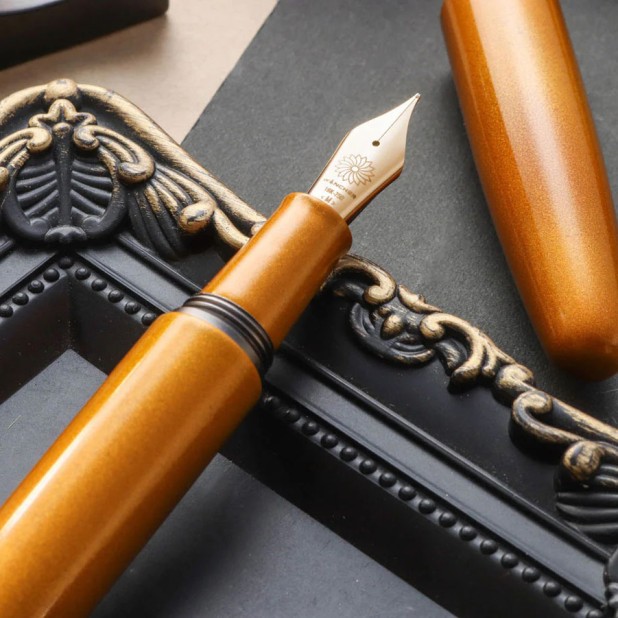 Wancher Dream Pen Aizu Urushi Metallic Nashiji Caneta de Tinta Permanente