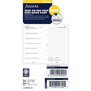 Filofax Refill 2026 Personal White - Week on 1 page with Notes